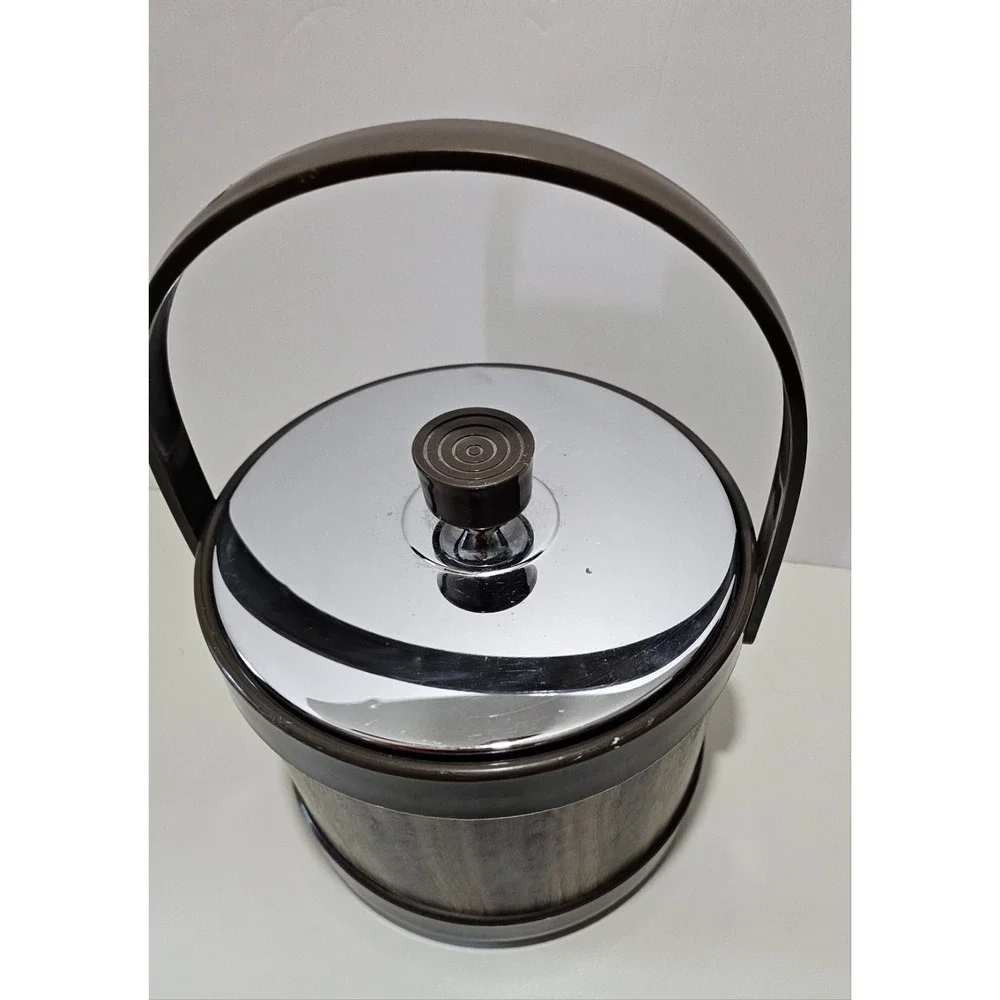Vintage Ice Bucket Faux Wood